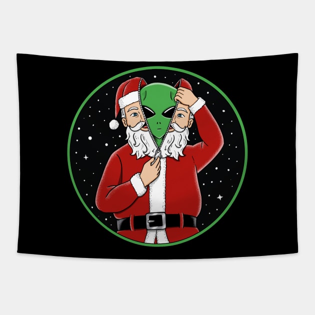 Christmas alien Tapestry by coffeeman