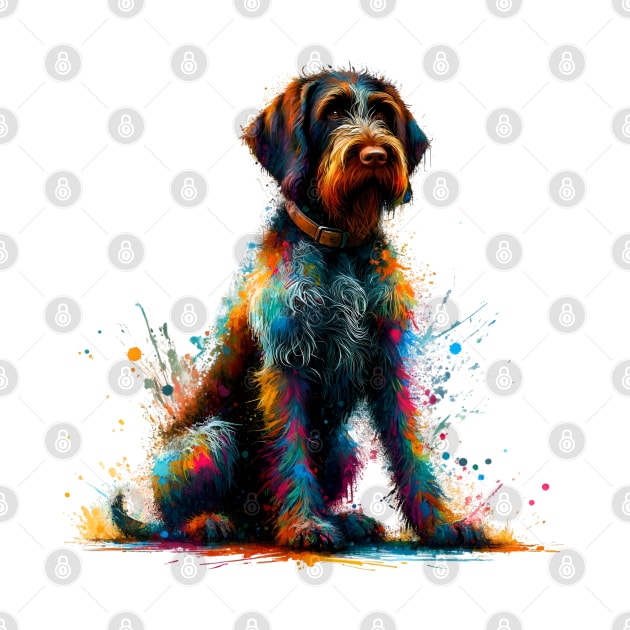 Vibrant Slovakian Wirehaired Pointer in Splash Art by ArtRUs