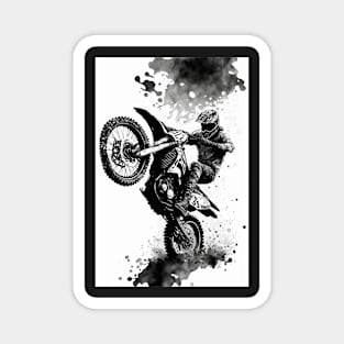 Dirt bike cool wheelie white background Magnet