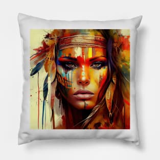 Powerful American Native Woman #6 Pillow