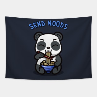 Kawaii Panda Eating Ramen Send Noods Funny Kawaii Panda Blue Tapestry