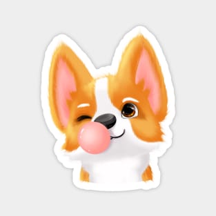 Corgi puppy with gum, cartoon corgi dog, puppy corgi funny Magnet