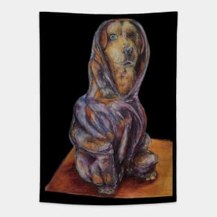 A dog wearing people clothes Tapestry