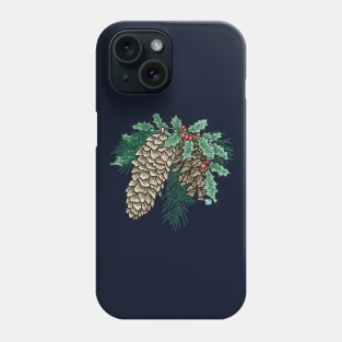 Evergreen, Pinecones, and Holly Phone Case