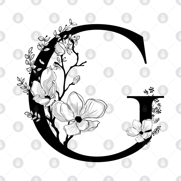 Letter G Monogram - Floral Initial by ZenNature