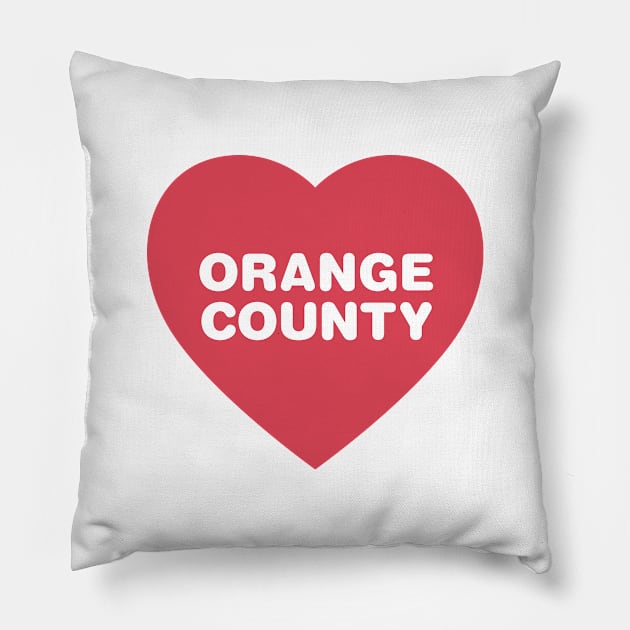 Orange County California Bold Red Heart Pillow by modeoftravel