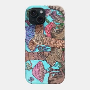 Rabbits Running Through Mushroom Forest Phone Case