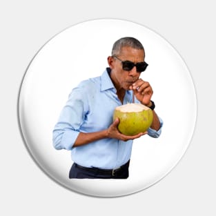 Obama Sipping on a Coconut Pin