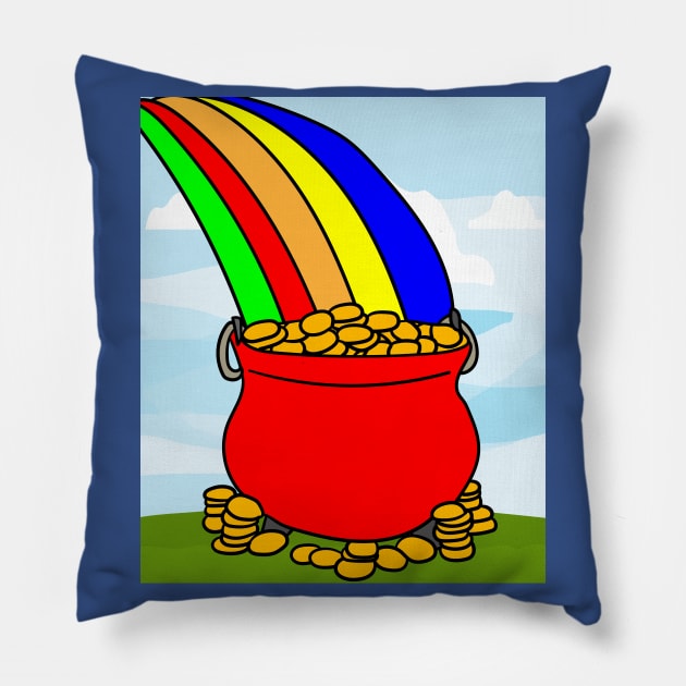 Rainbow With Boiler Pot Full Of Gold Pillow by flofin