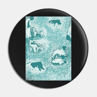 Feeding Da Caddy - Turquoise (sheep, lamb, sheepdog) Pin