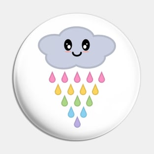 Kawaii Cute Raining Rainbow Rain Clouds Pin