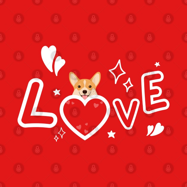 Cute Corgi with a Red heart - Love by JunThara