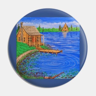 Cabin at the Lake in the Summer Season Pin