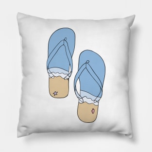 Beach Bum Ocean Waves Flip Flop Illustration Pillow