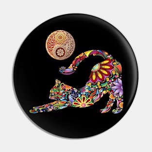 Yoga Cat Yin Yang Symbol Pin