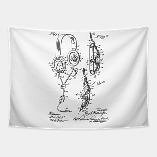 Headphone Vintage Patent Hand Drawing Tapestry