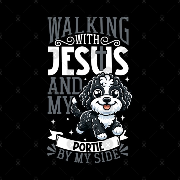 Jesus and dog - Portuguese Water Dog by Modern Medieval Design