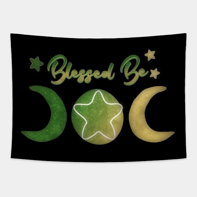 Blessed Be Triplemoon Abstract Forest Wood Edition Design Tapestry by Ravens Nest Egg