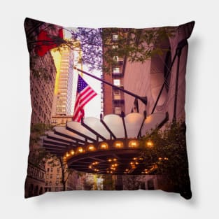 E 58th St, Madison Ave, American Flag, Manhattan, NYC Pillow