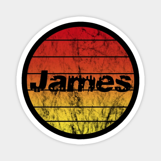 Name James in the sunset vintage sun Magnet by BK55