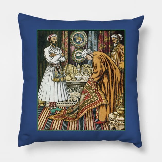 The Magic Carpet - Ivan Bilibin Pillow by forgottenbeauty