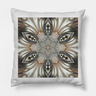 decorative art nouveau styled pattern in grey brown blue and beige Pillow