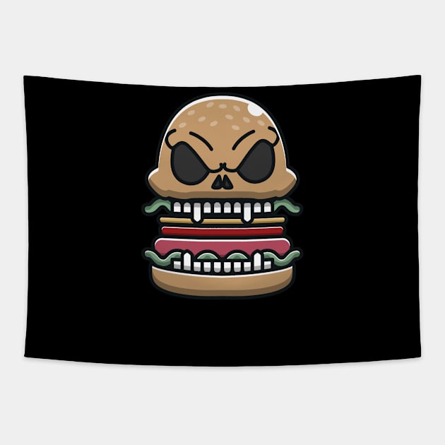 spooky hamburger Tapestry by fflat hds