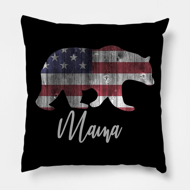 Mama Bear 4th of july flag american Pillow by sevalyilmazardal