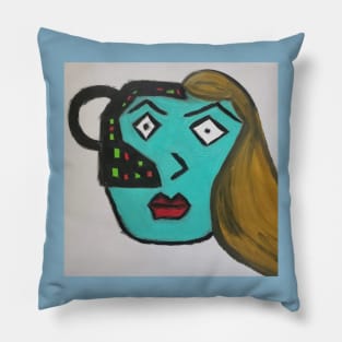 Blue Face Robot Pillow