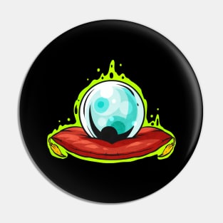 Glass Sphere With Green Shimmer Fortune Teller Halloween Pin