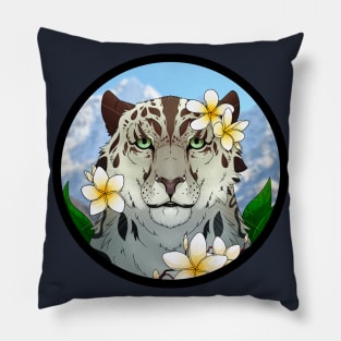 Plumeria Snow Leopard Pillow