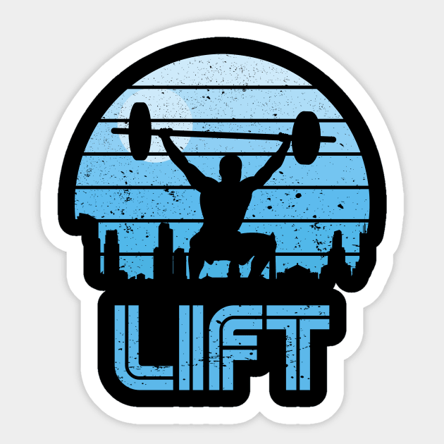 Vintage Sunset Weightlifting Gift For Weightlifters - Weightlifting -  Sticker