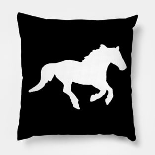 Galloping horse shadow white Pillow