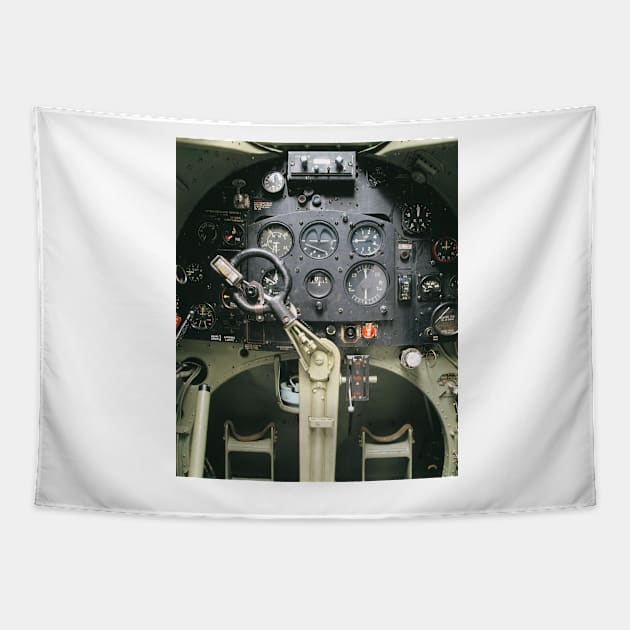 Cockpit controls of a Spitfire fighter (T610/0353) Tapestry by SciencePhoto