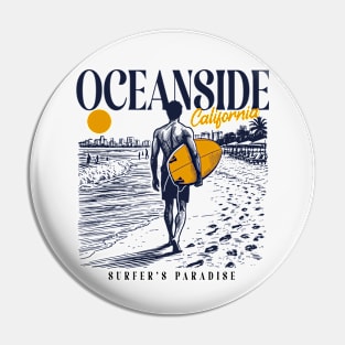 Vintage Surfing Oceanside, California // Retro Surfer Sketch // Surfer's Paradise Pin