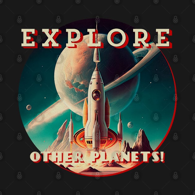 Explore other planets! — Vintage retro space poster by Synthwave1950