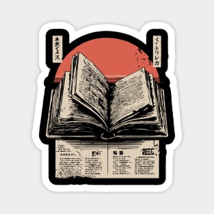Timeless Knowledge - Vintage Japanese Open Book Art Magnet