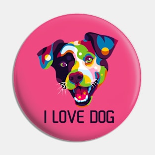 I Love Dog Colorful Pin