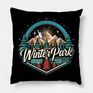 Retro Winter Park Ski Pillow