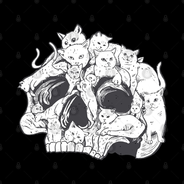 Skull Cats and Kittens Cute Fluffy Spooky by Kali Space