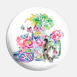 Kitty and butterflies Pin