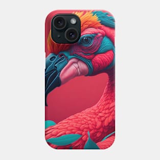 Cool Colorful Flamingo Portrait Graphic Phone Case