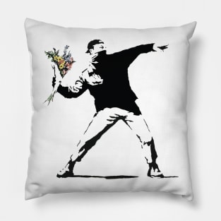 Banksy flower thrower Pillow