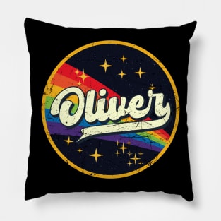 Oliver // Rainbow In Space Vintage Grunge-Style Pillow