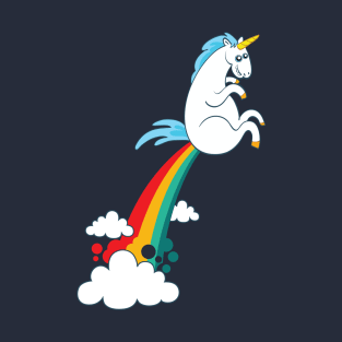 funny unicorn fart rainbow cloud T-Shirt