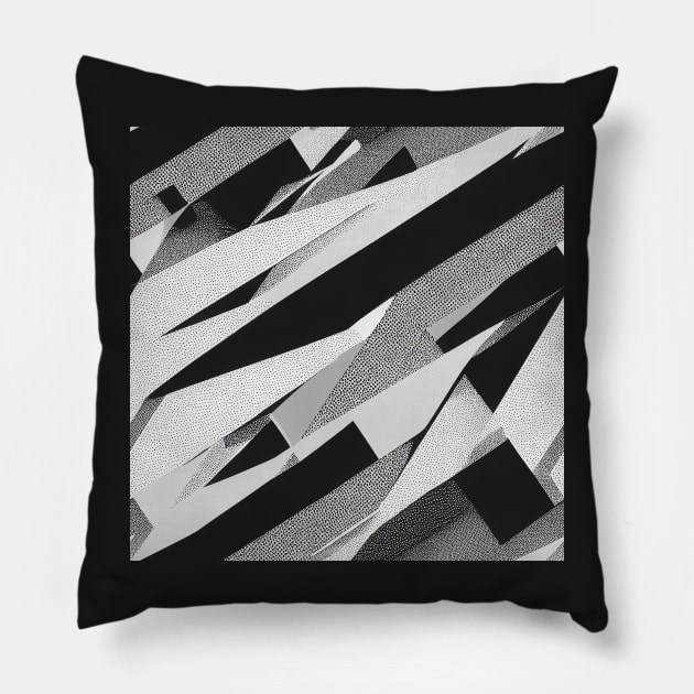 black and white abstract technical infinite cyberpunk  pattern Pillow by SJG-digital