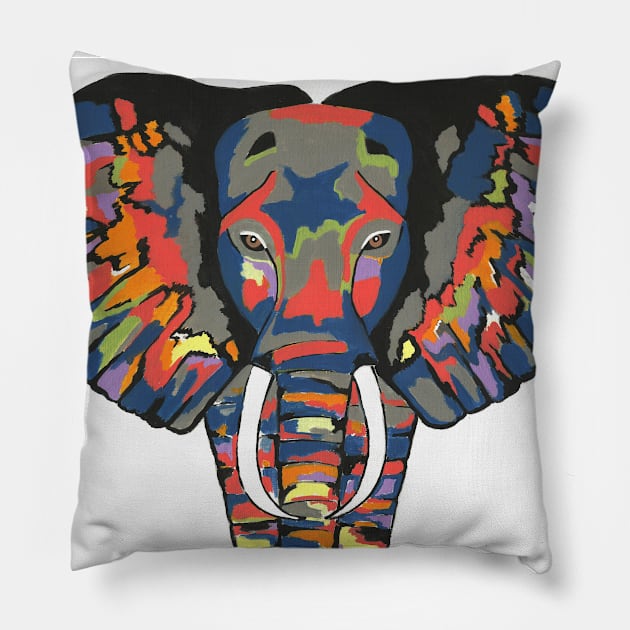 COLORFUL Elephant Painting Pillow by SartorisArt1