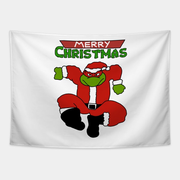 TMNT Raphael Santa Claus Christmas Design Tapestry by SimplePeteDoodles