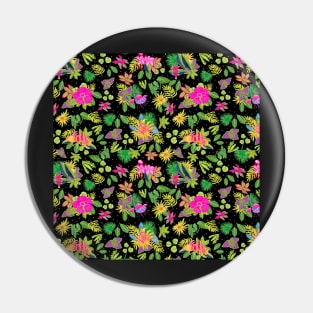 Tropical Flowers on Black Backgroud Pin