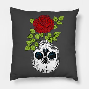 Rose Flower Skull Pillow